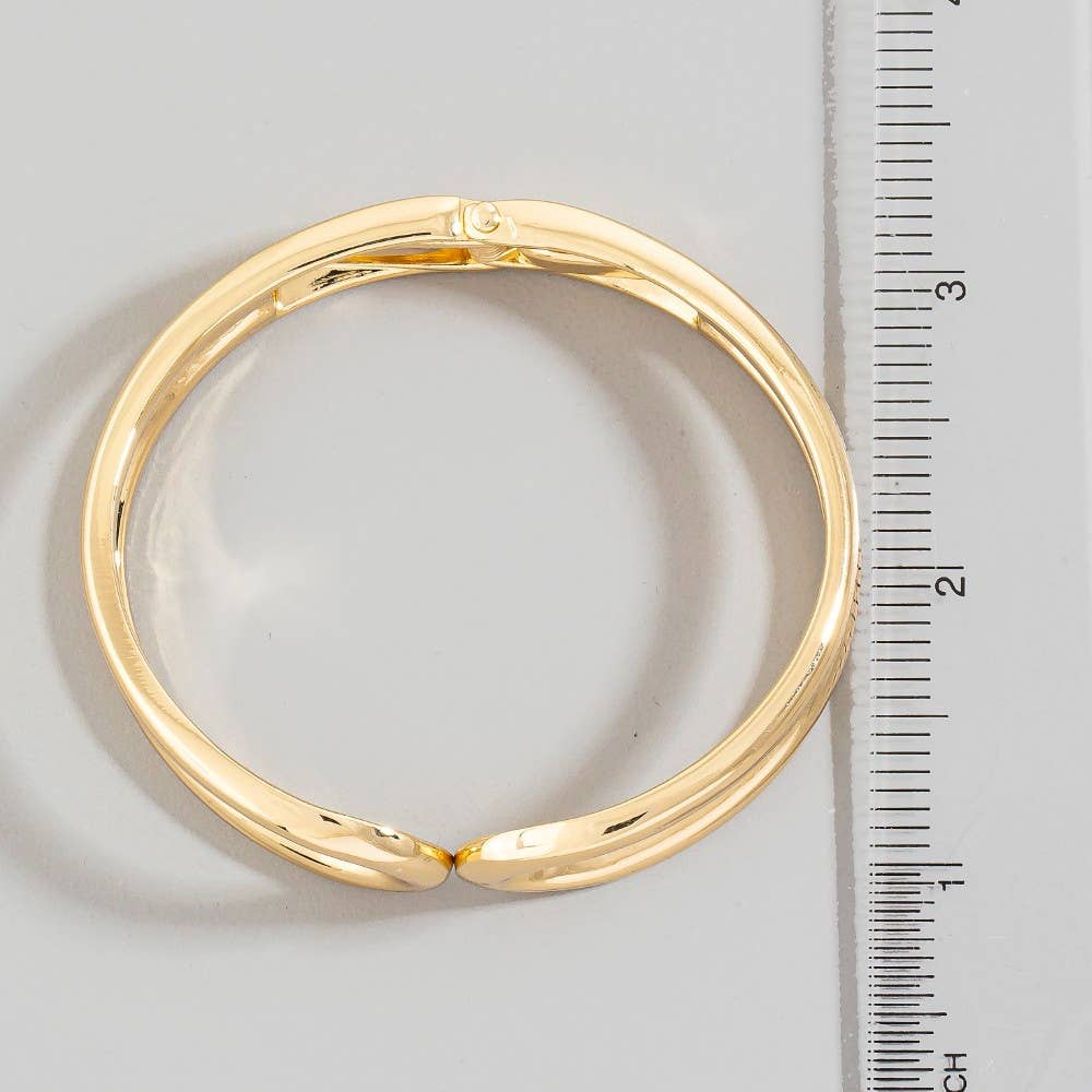 Sculpted Metal Infinity Hinged Bangle Bracelet