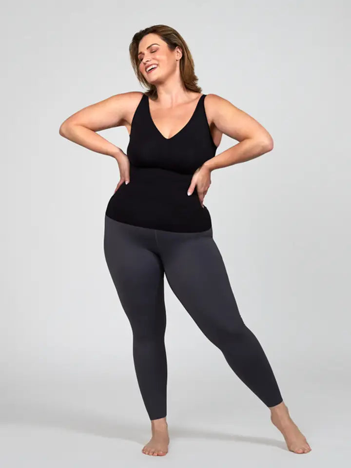 The Only Bra shaping cami in black with V-neck and built-in bra