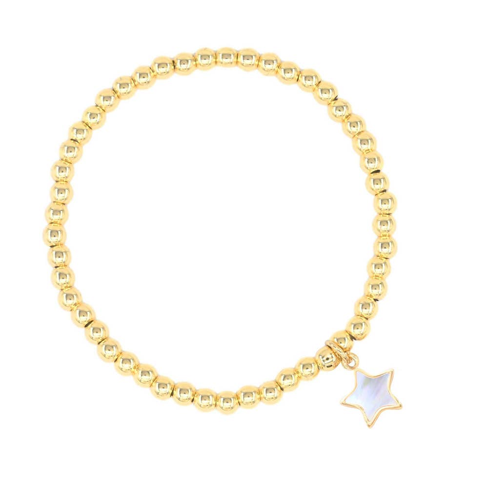 Gold Beaded Star Stretch Bracelet