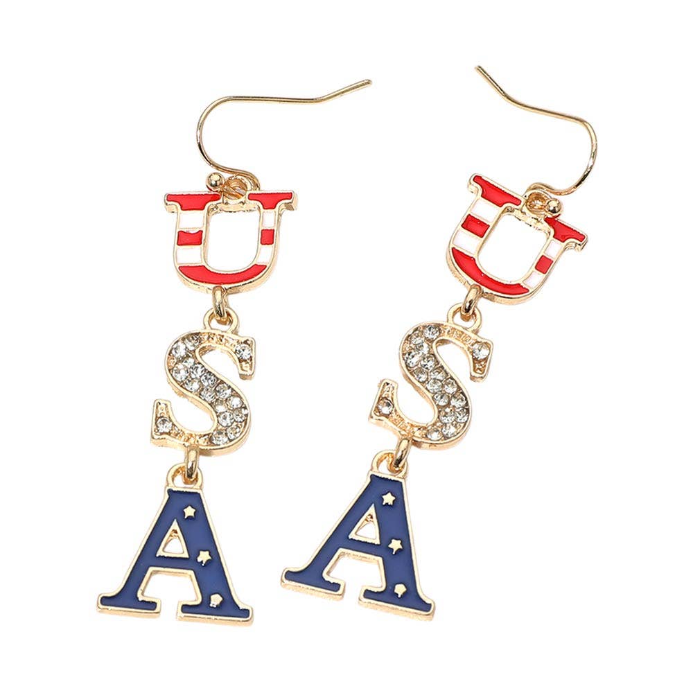 USA Letter Drop Earrings