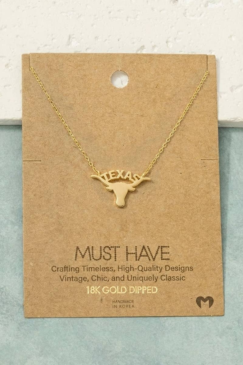 Texas Bull Pendant Necklace