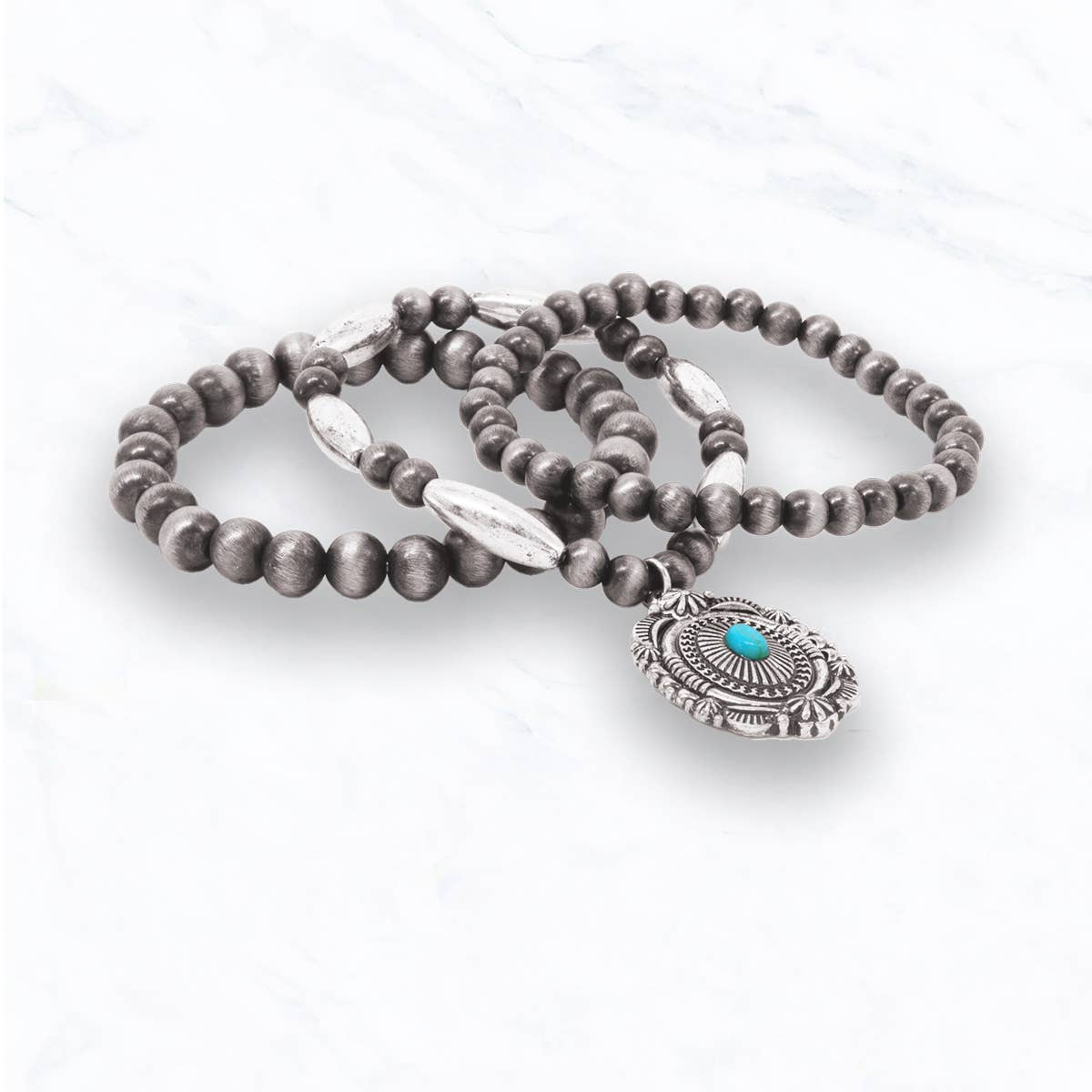 Turquoise Charm Beaded Bracelet Set