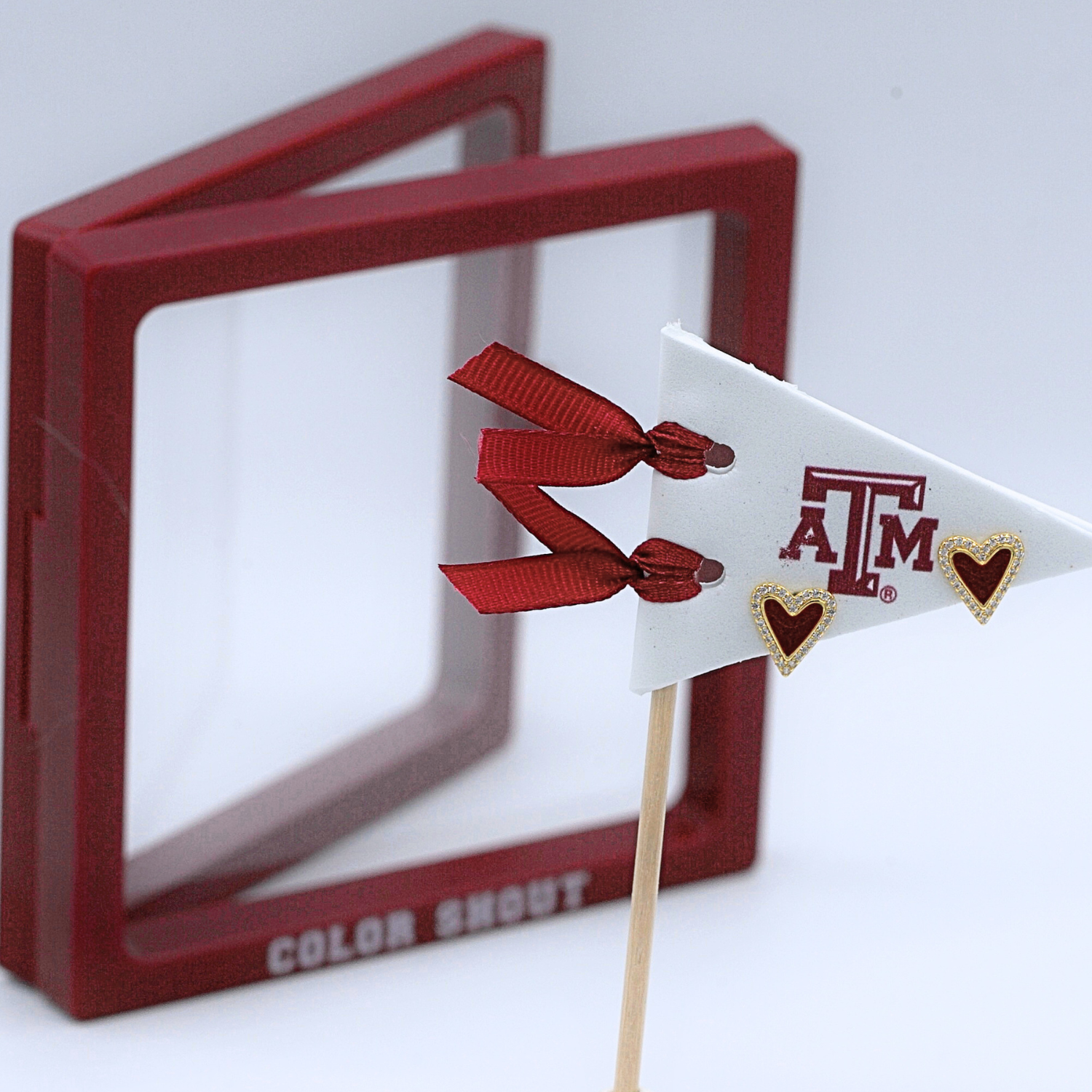 Maroon Heart Studs on Logo Pennant Flag