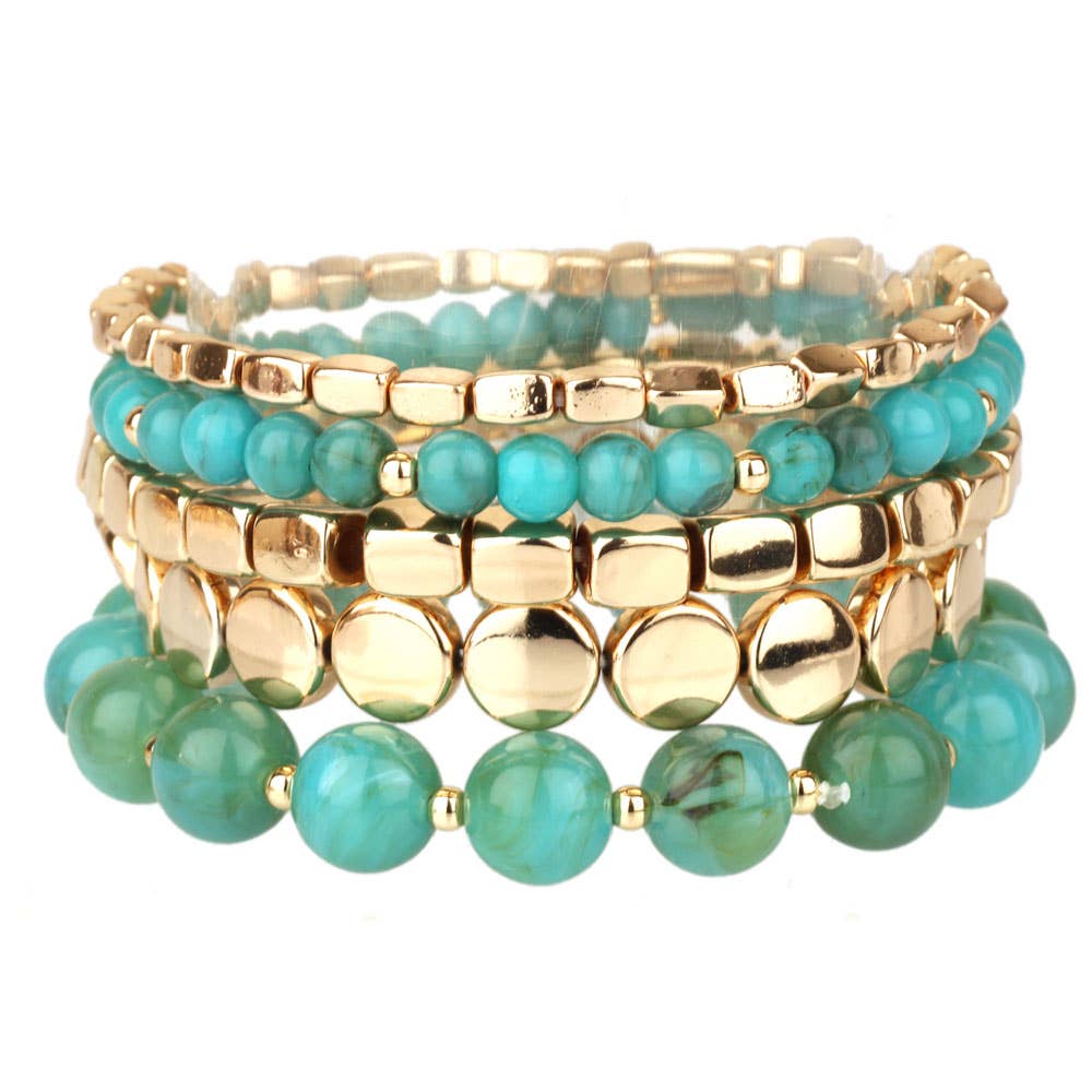 Marble Metal Stretch Bracelet Set
