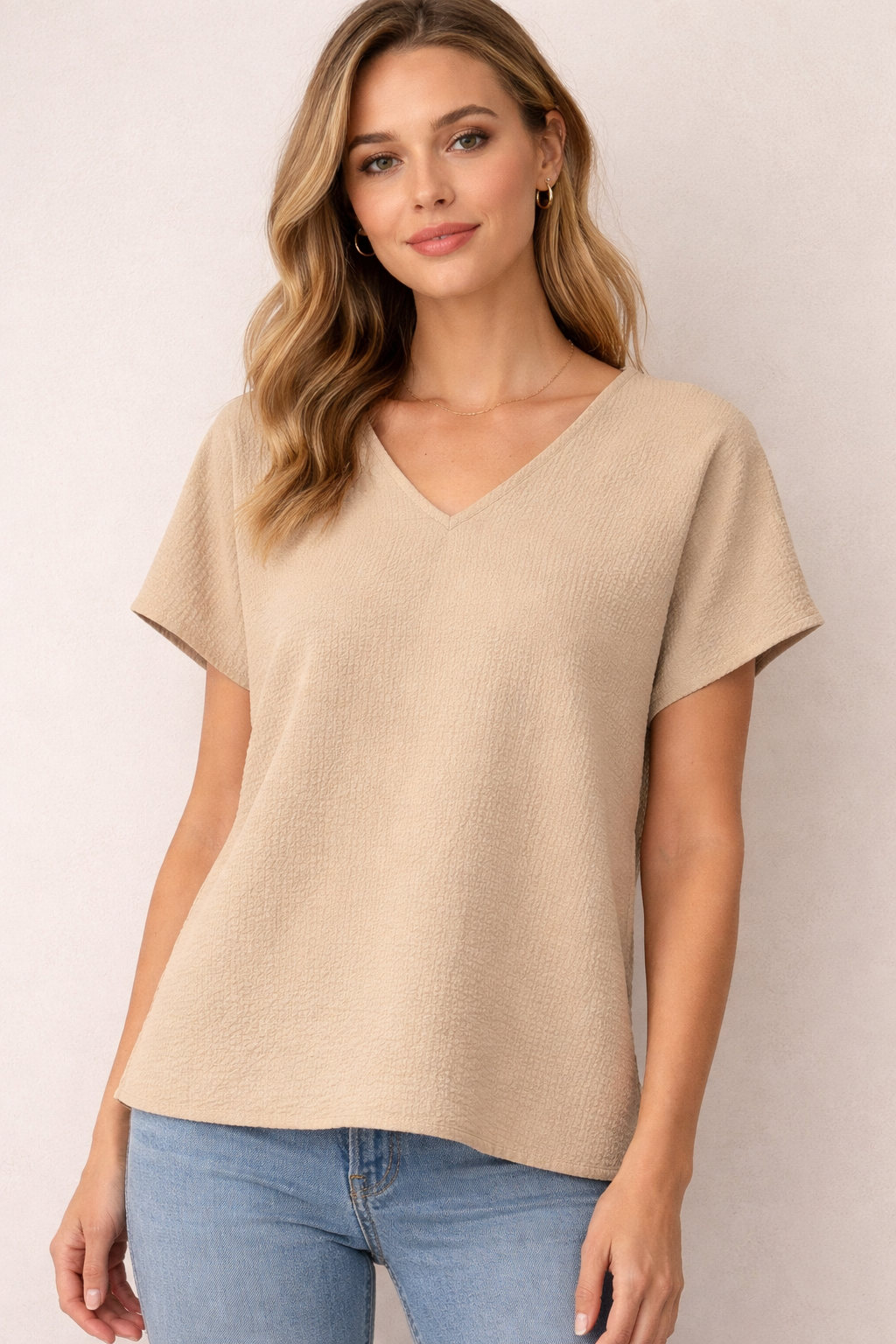 Taupe Light Weight Vneck