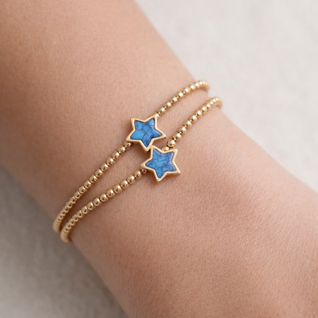 Beth Turquoise Star Ball Bead Stretch Bracelets