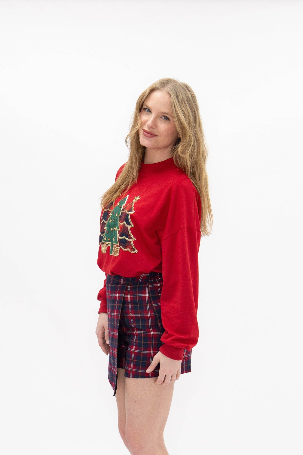 Red Festive Forest Sequin Sweatshirt
