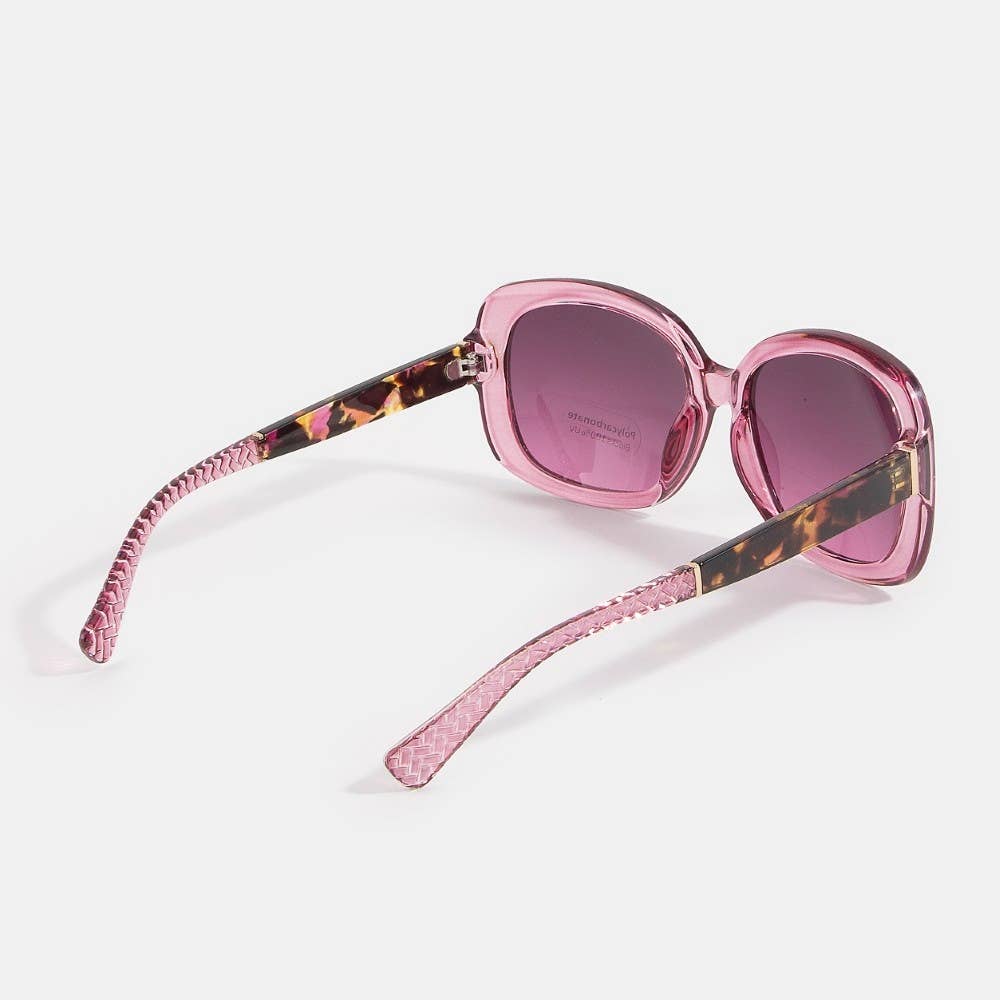 Oversized Square-Round Woven Brow Bar Sunglasses