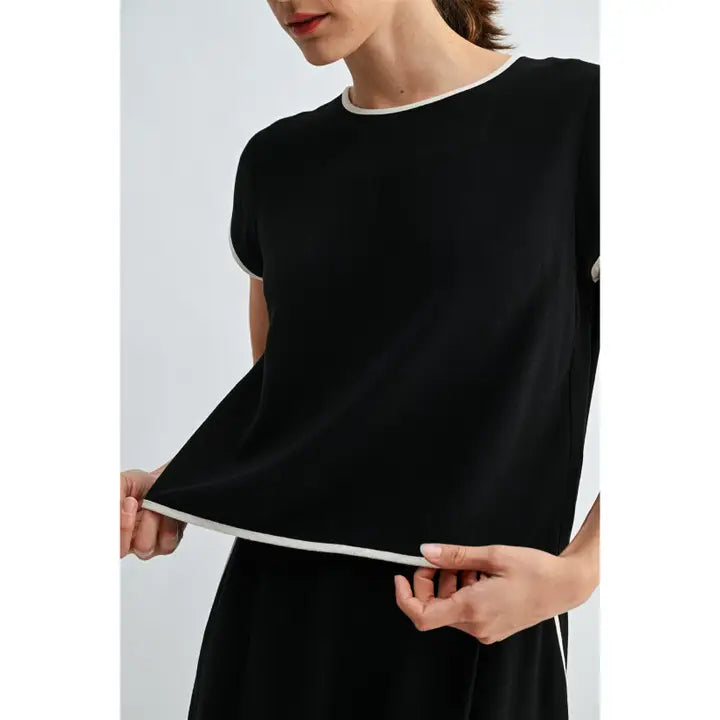 Black Contrasting Detail Short Set