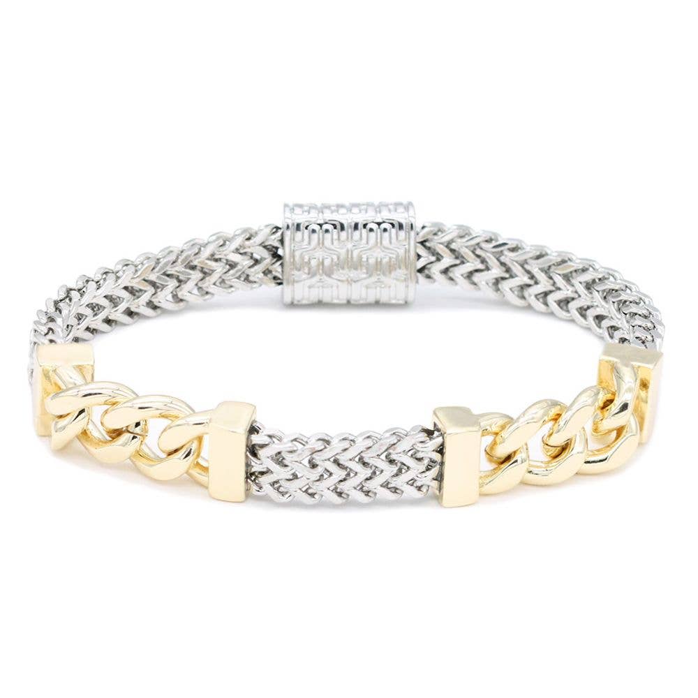 Two Tone Chain Trim Magnetic Bracelet