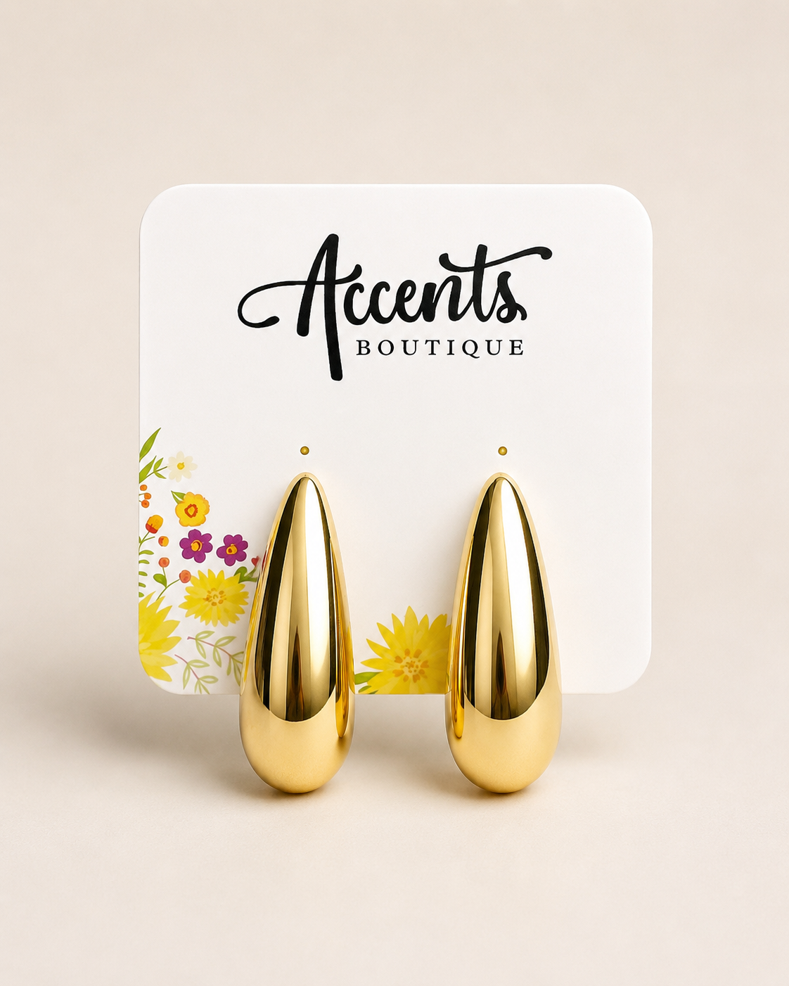 Gold Teardrop Post Earrings