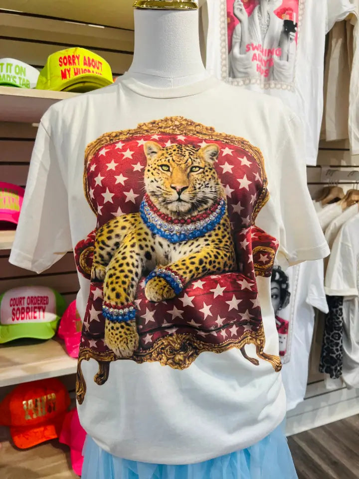 Cream Leopard Star Chair Cream Bling Tee