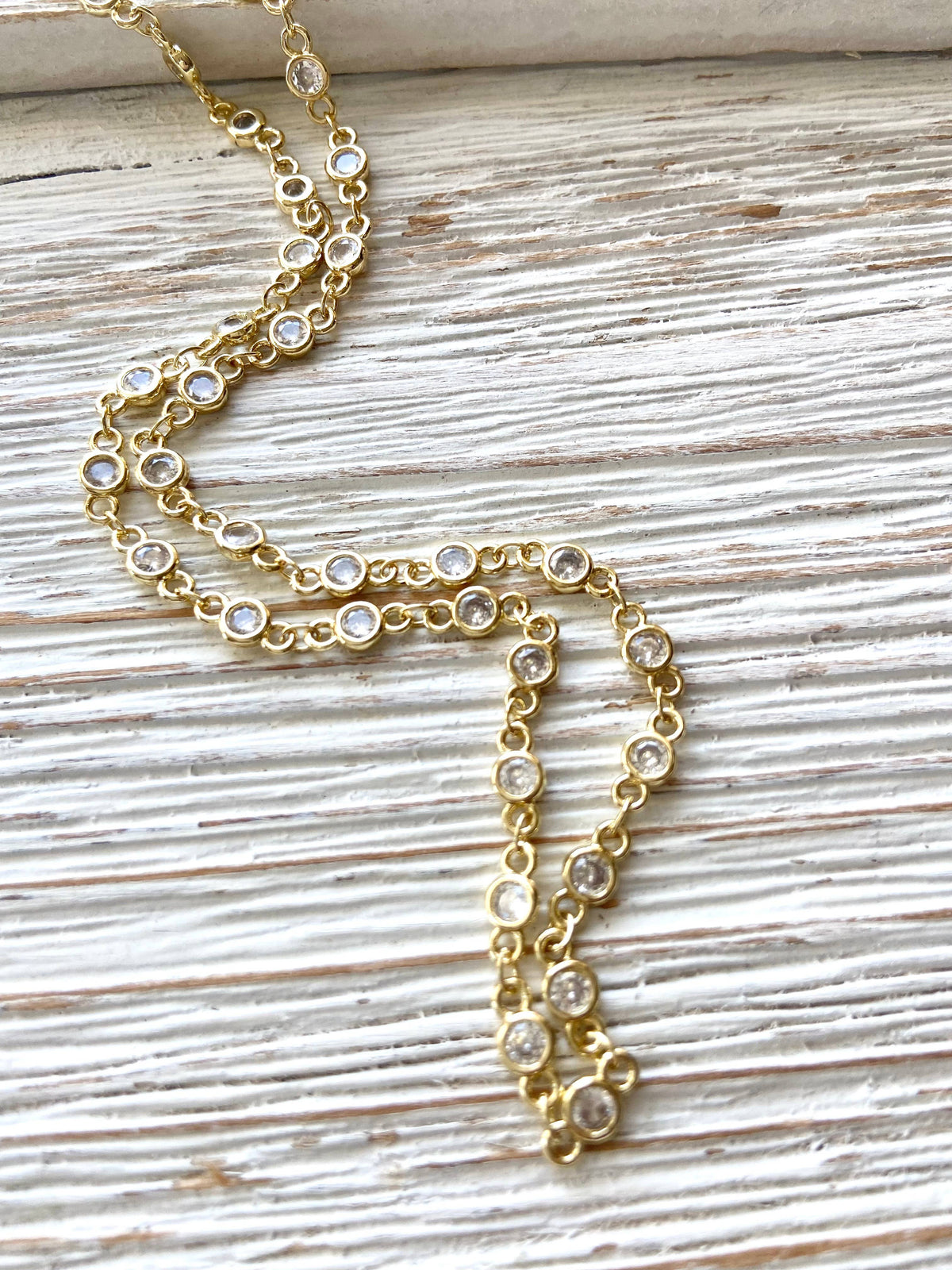 Crystal Clear Gold Layering Necklace