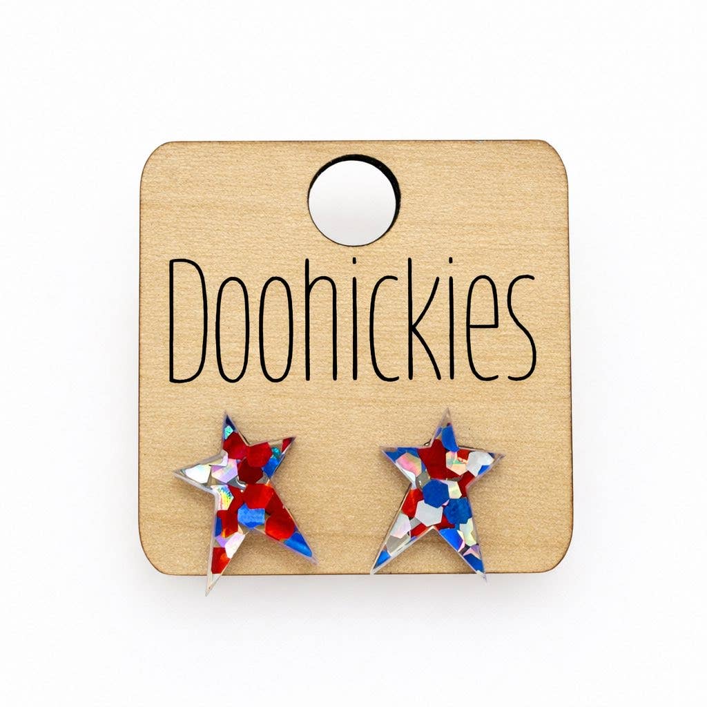 Sparkle Prim Star Studs - Patriotic Earrings