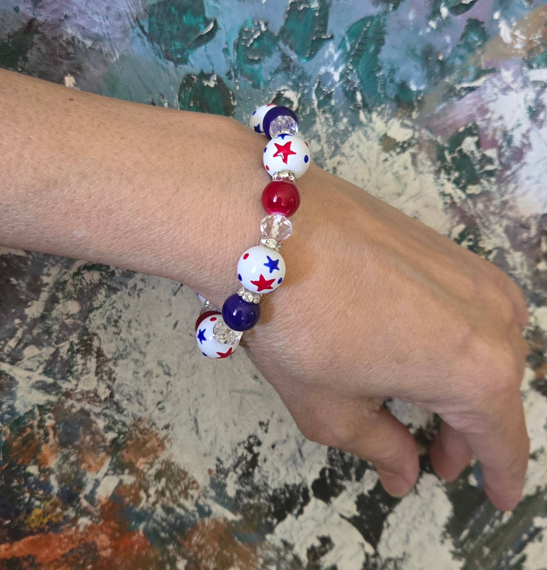 American Flag Patriotic Bracelet, 4th of July Gift for Women