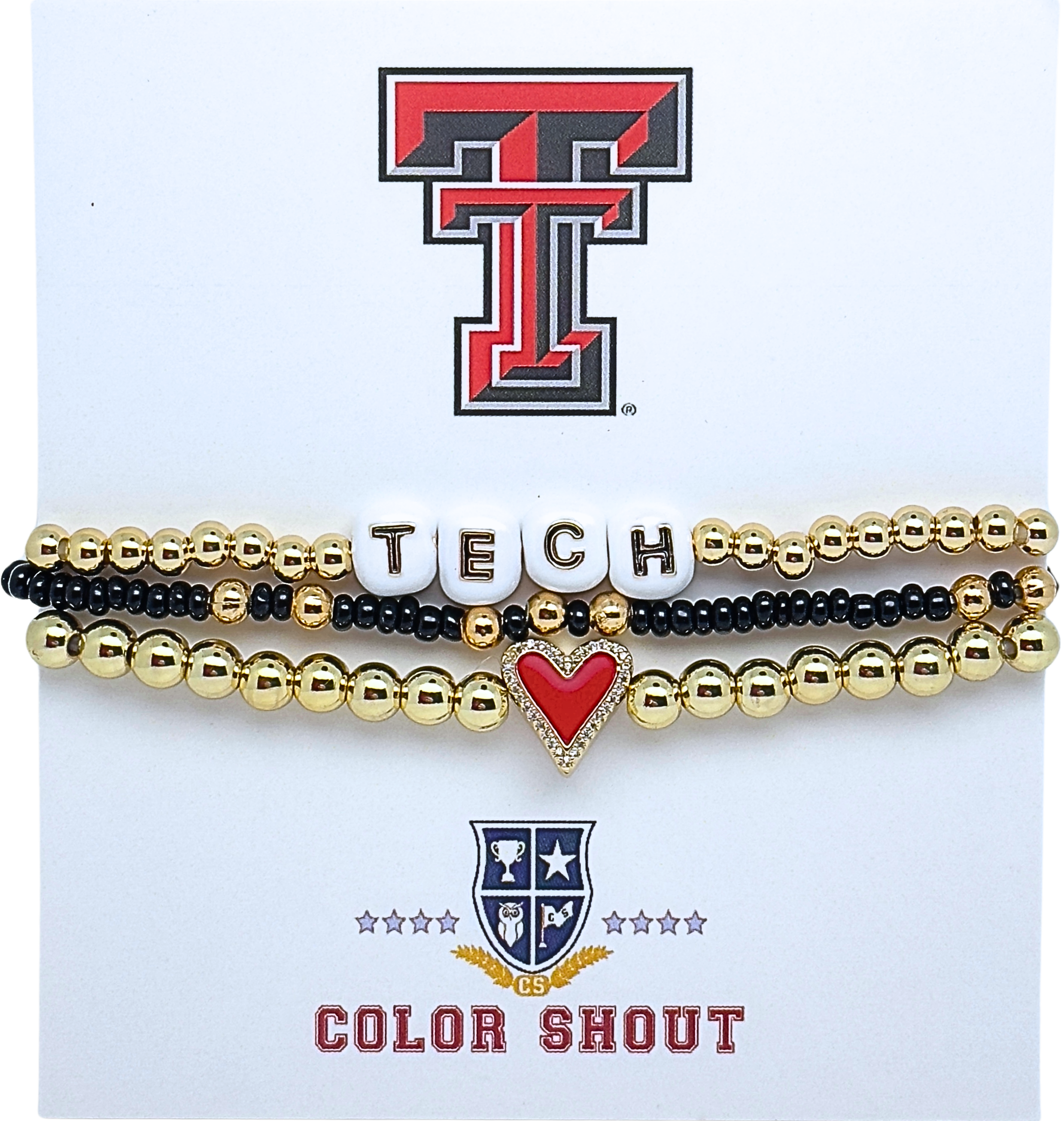 Texas Tech University Love My College Bracelet Stack