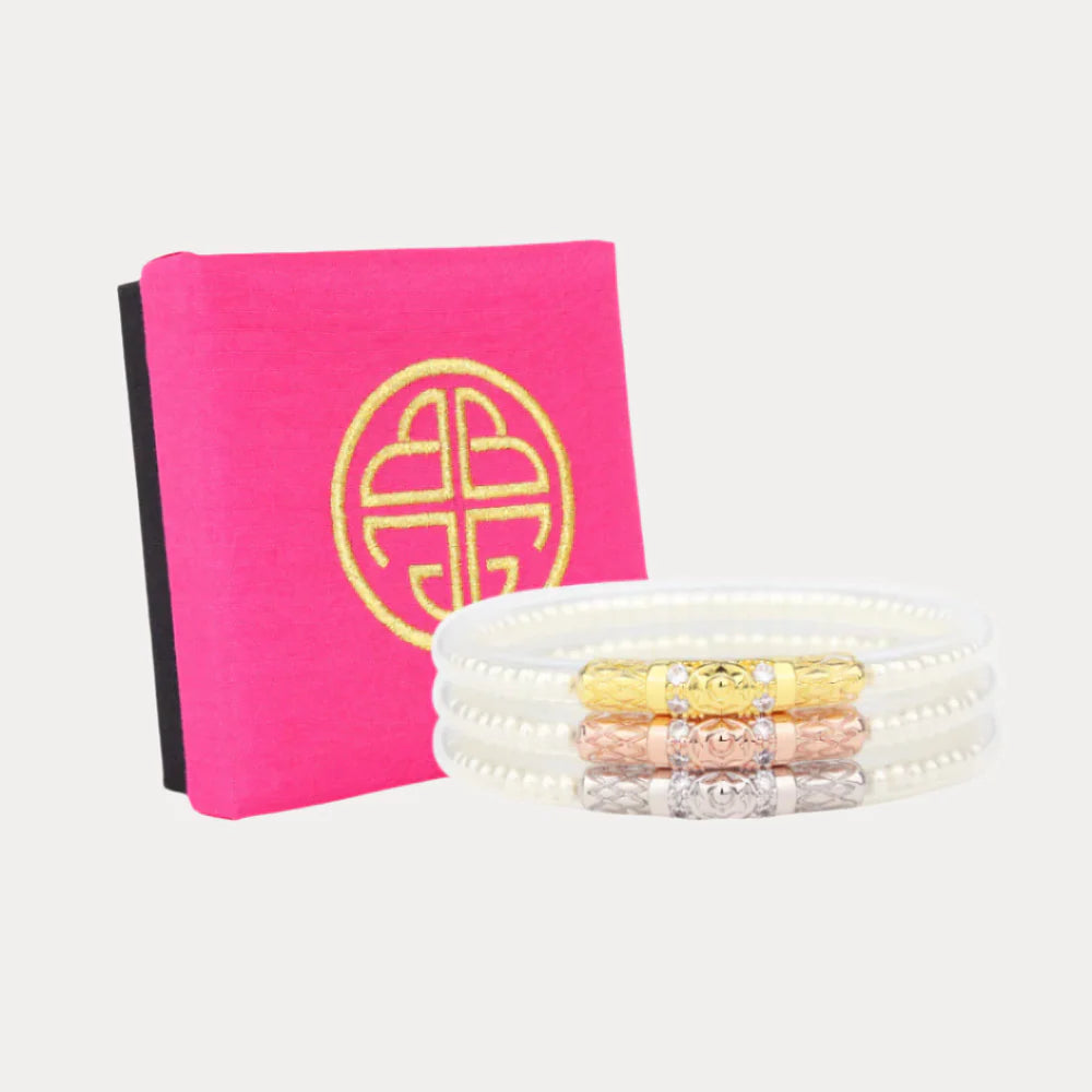 Budha Girl Three Queens All Weather Bangles® (AWB®) - White Pearl