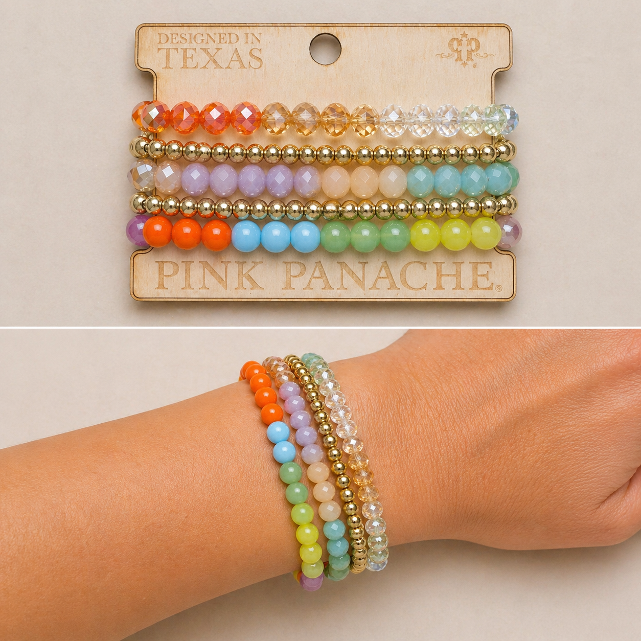 Multi Beaded Australian Crystal Bracelet Stack