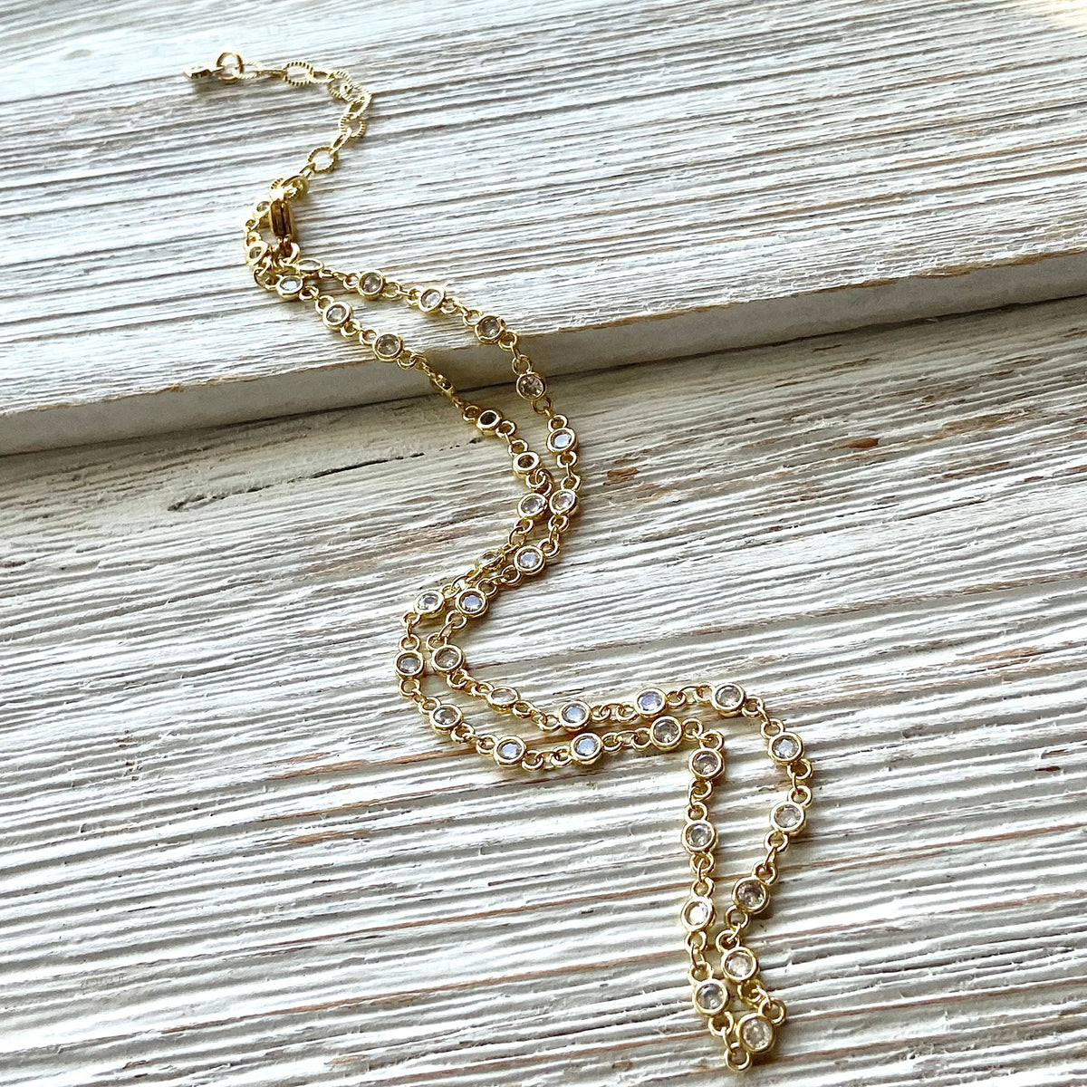 Crystal Clear Gold Layering Necklace