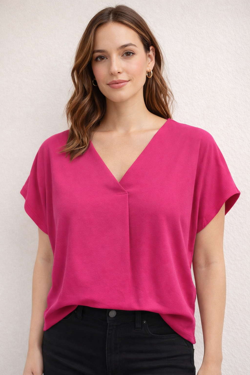 Breezy Vneck Front Pleat Top