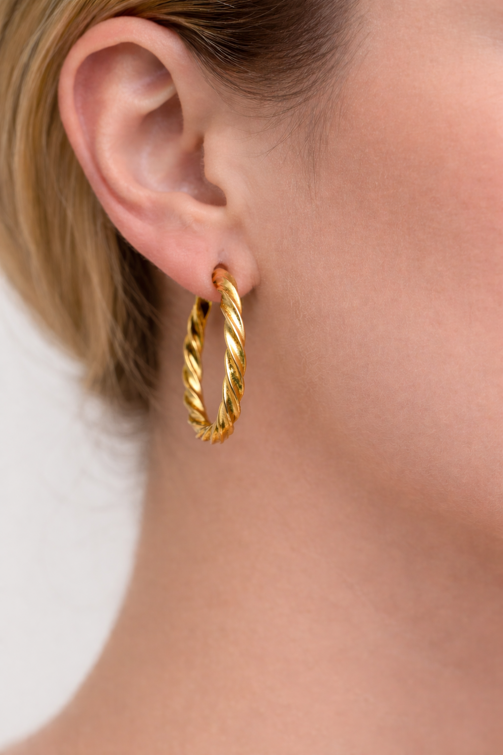 Gold Twisted Hoop Earrings