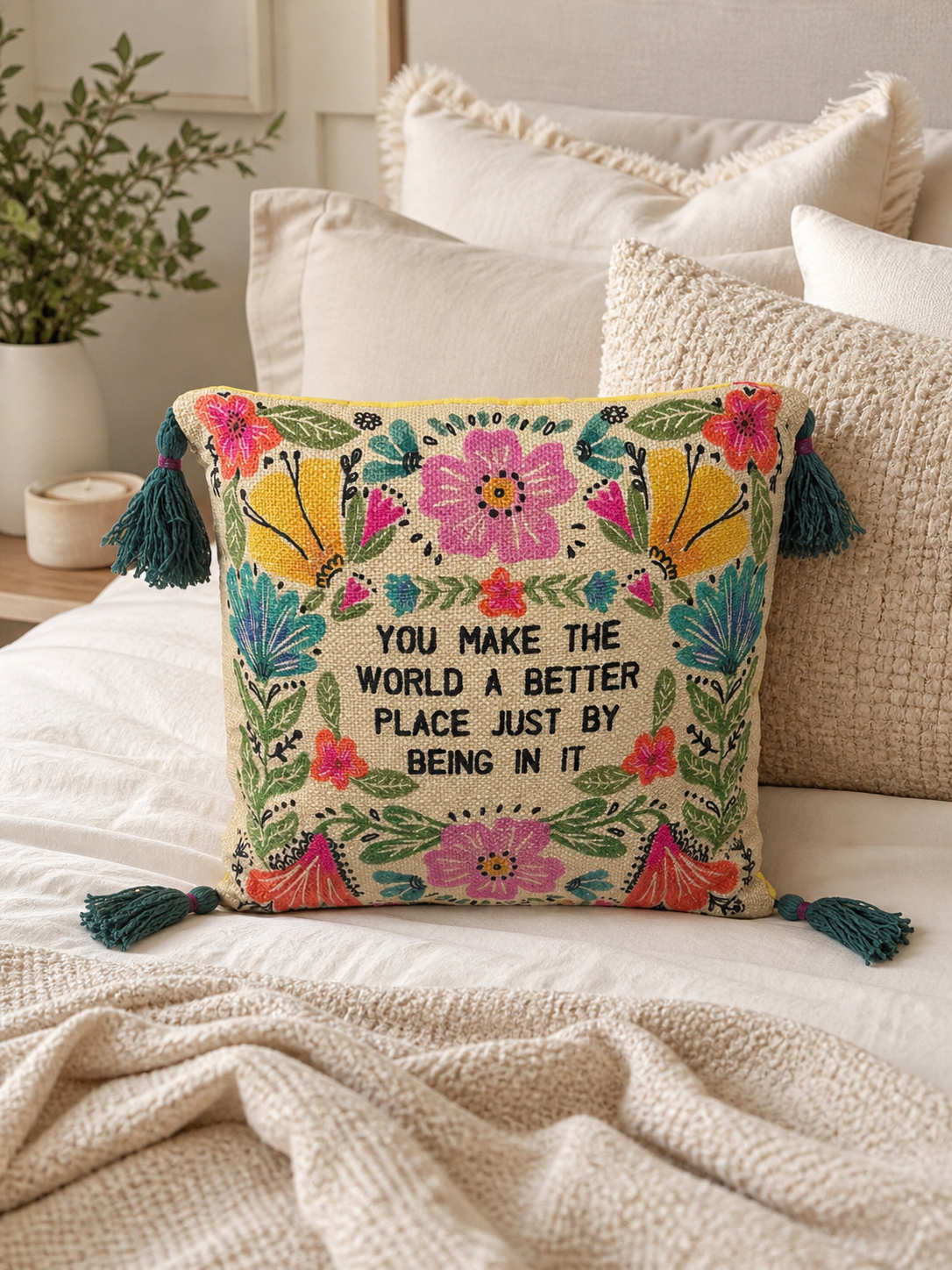 Natural Life Boho Tassel Pillow
