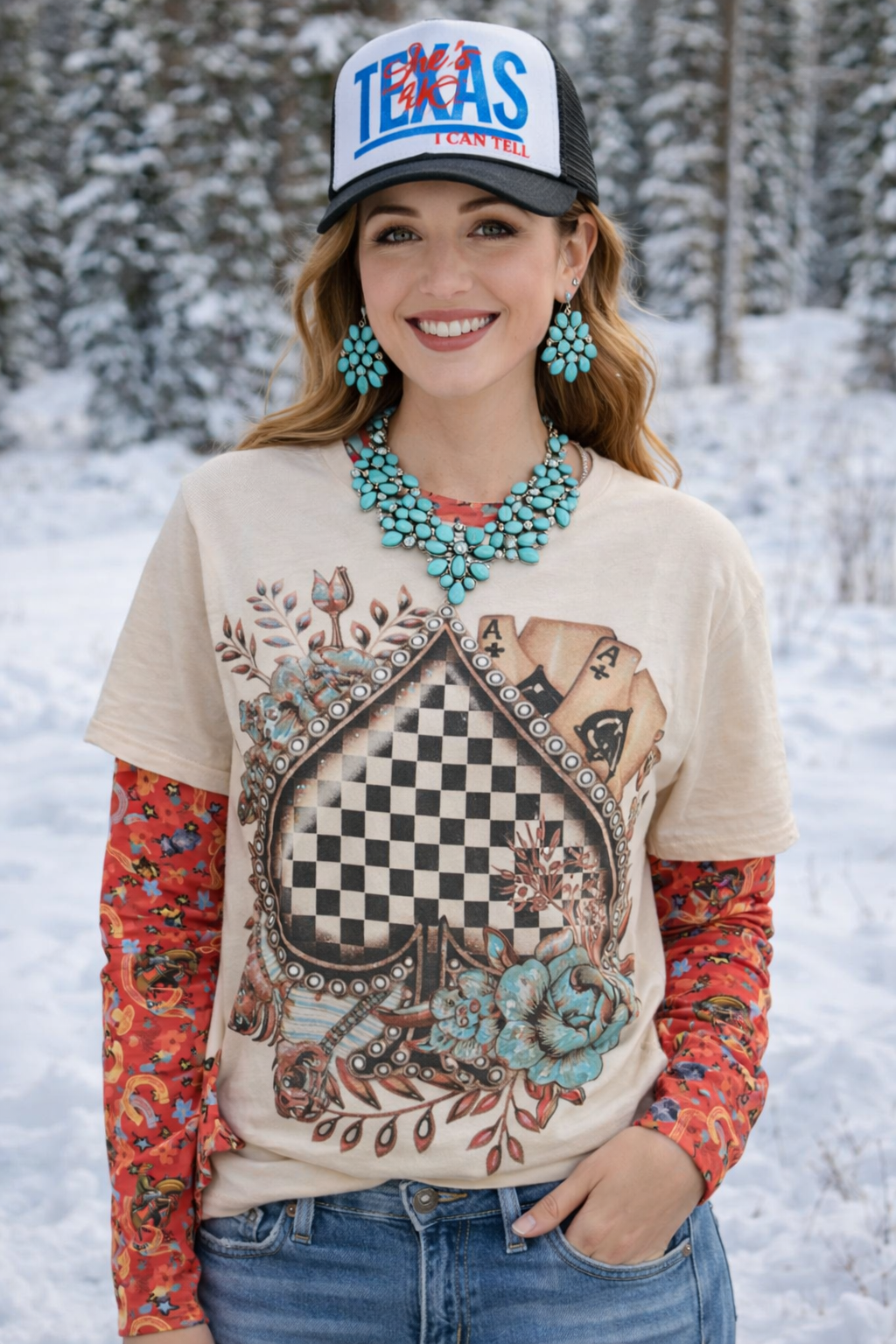 Checkered Spade Bling Tee