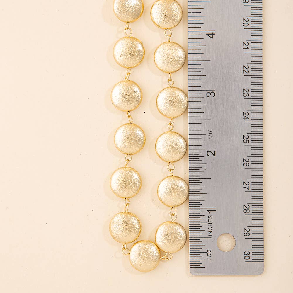 Brushed Disc Bead Statement Necklace