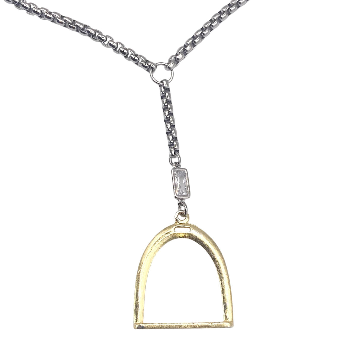 Equestrian Stirrup Lariat Necklace – Two Tone