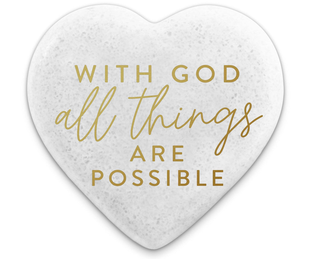 With God All Things Are Possible Heart Stone Card