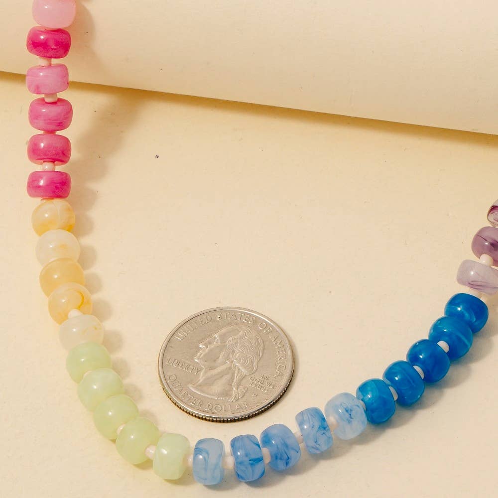 Round Marble Resin Beaded Necklace