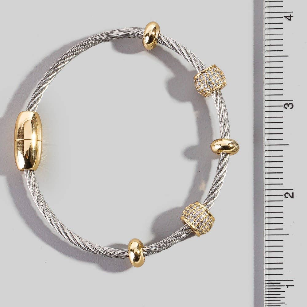 Stainless Steel Two Tone Wire Twist Bracelet