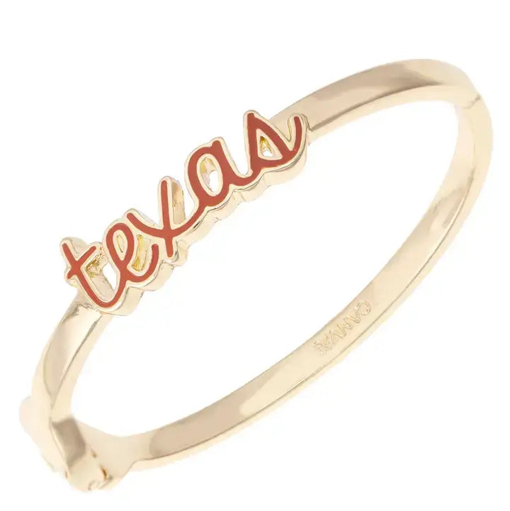 Canvas Texas Longhorns Cursive Enamel Hinge Bangle