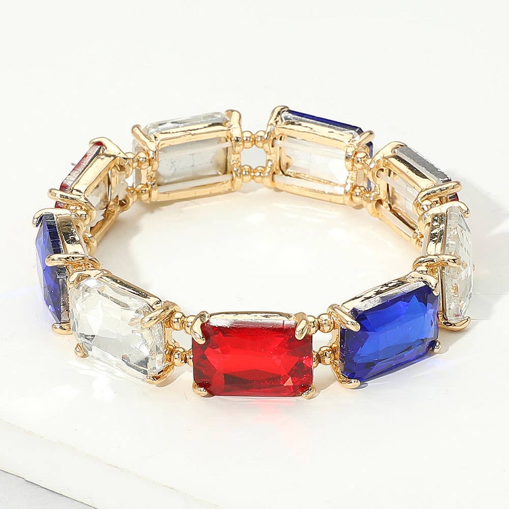 Emerald Cut Stone Stretch Evening Bracelet