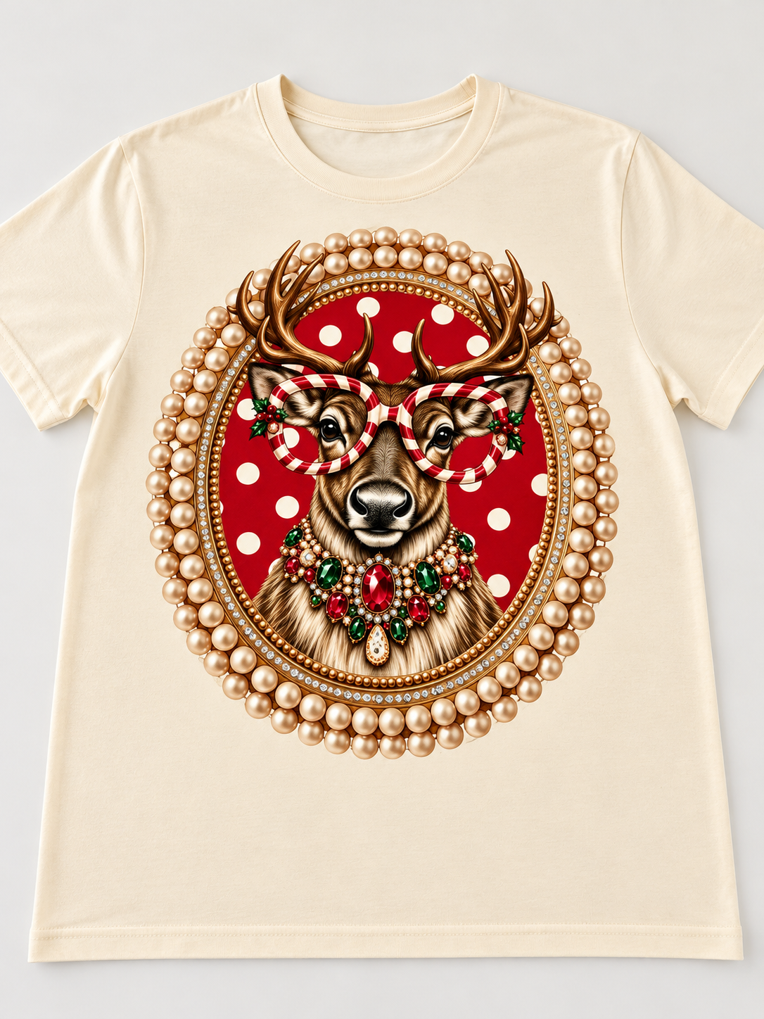 Candy Cane Reindeer Bling Tee