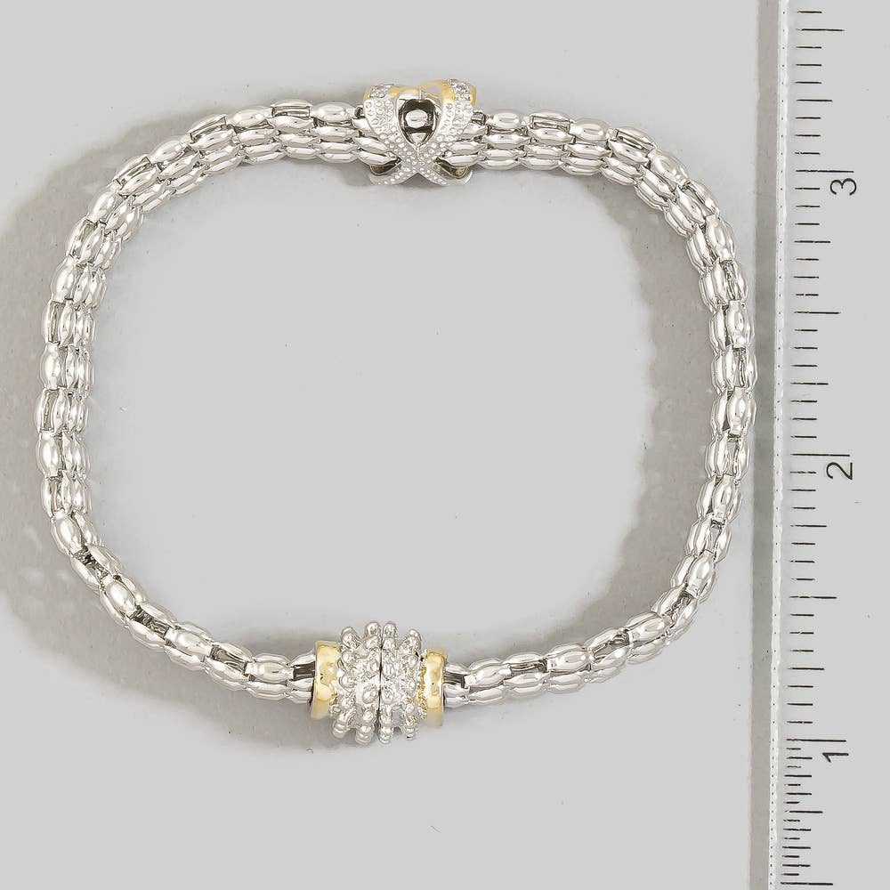 Woven Mesh Cz X Station Bracelet