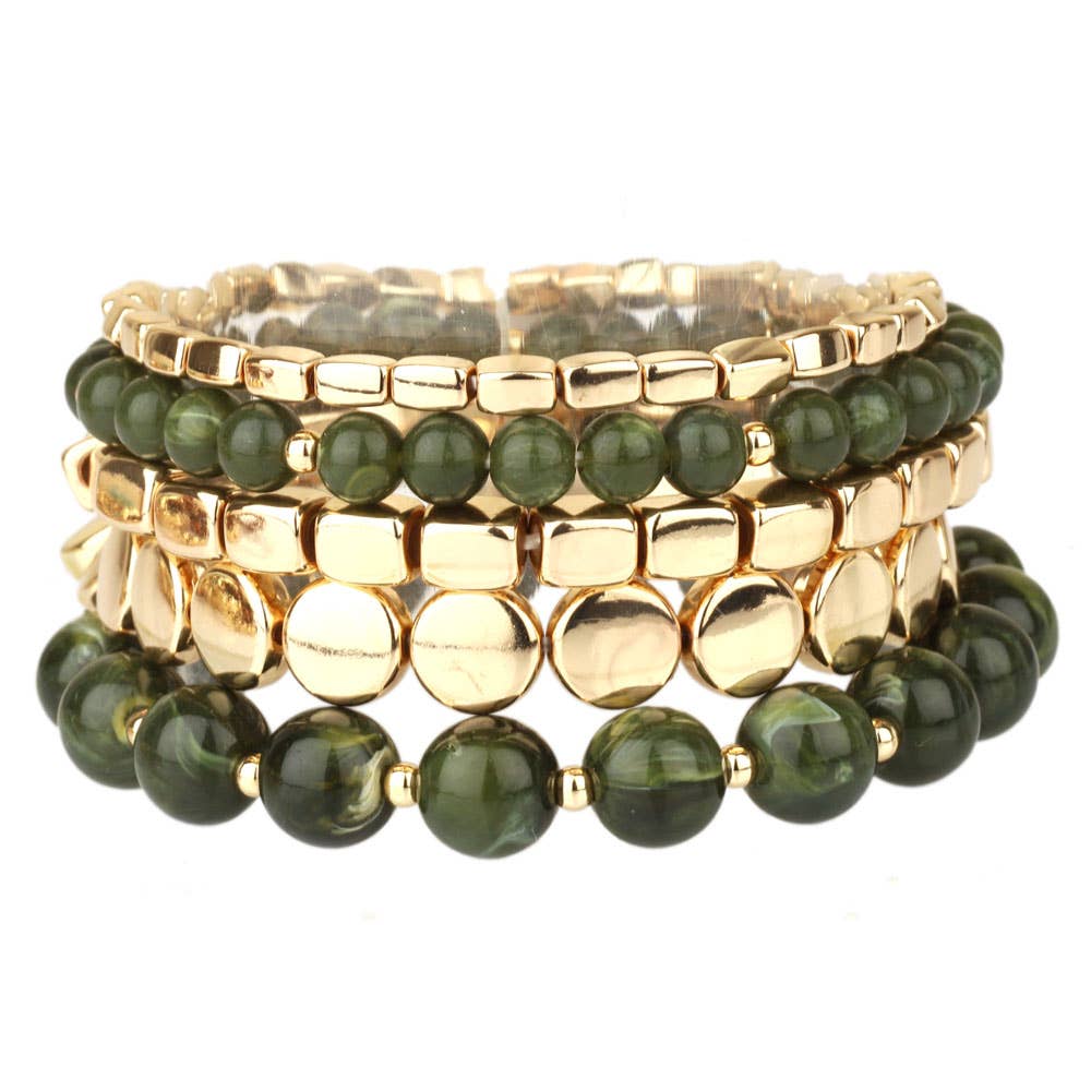Marble Metal Stretch Bracelet Set