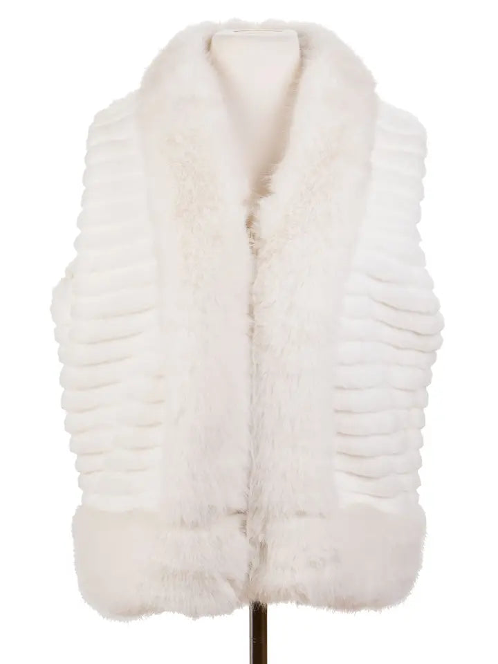 Fur Jacket with Collar and Side Pockets Vest