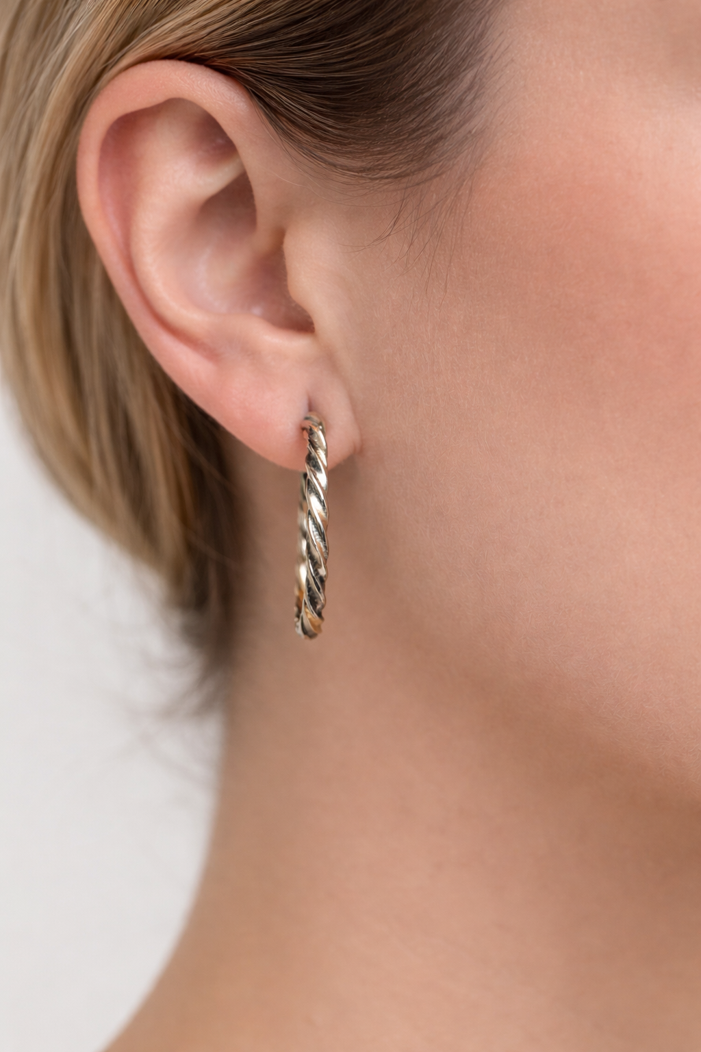 Silver Twisted Hoop Earrings - Silver
