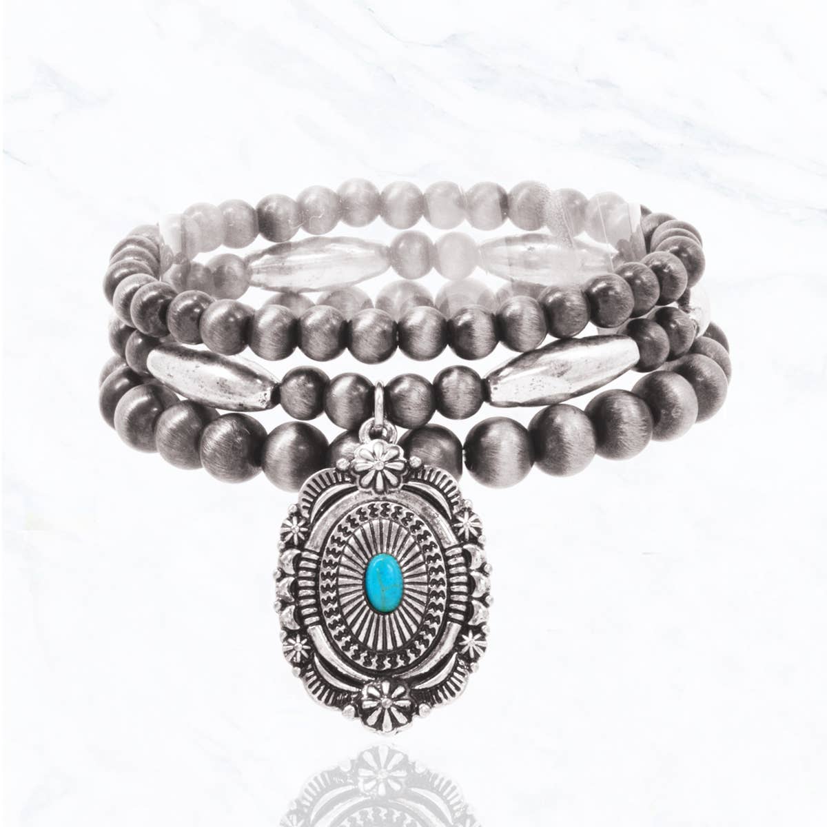 Turquoise Charm Beaded Bracelet Set