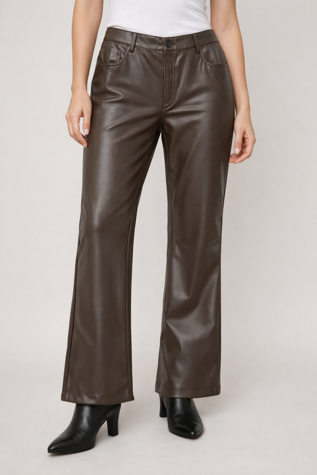 Boho Chic Brown Vegan Leather Pants