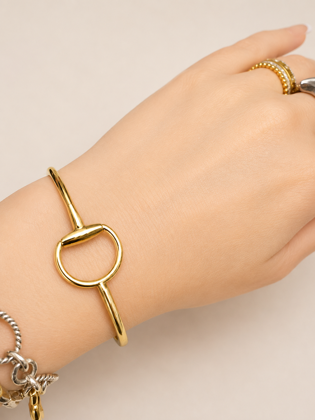 Gold Bit Clasp Bracelet Stretch Bracelet