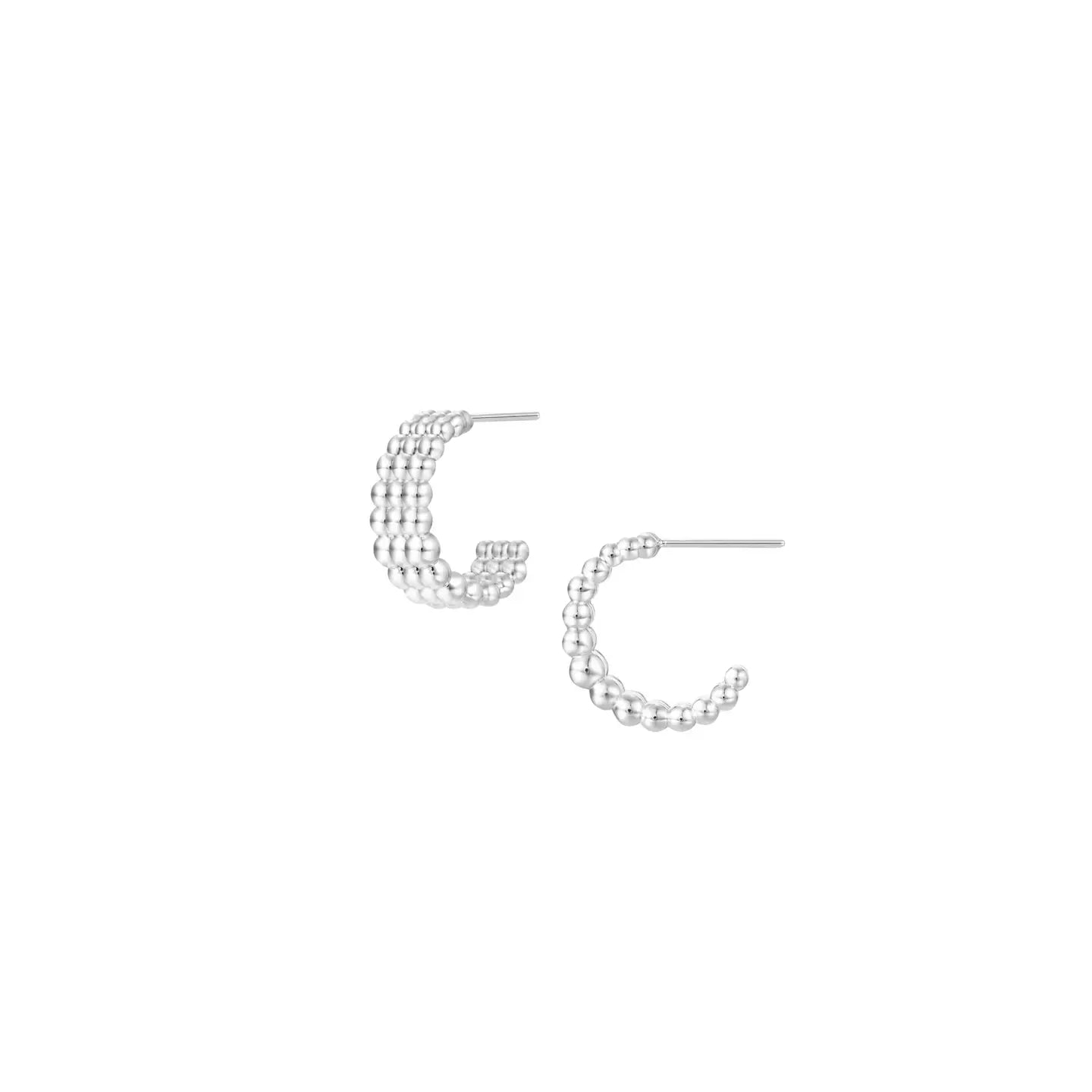Solaris Beaded Hoop Earrings - Silver
