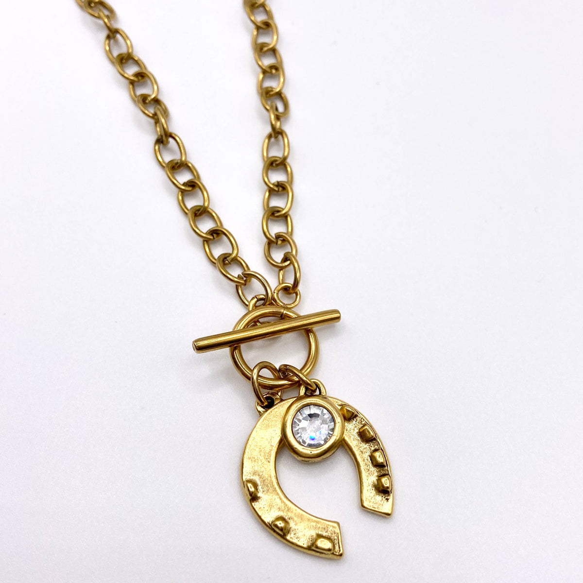 Gold Horseshoe Lucky Fortune Necklace