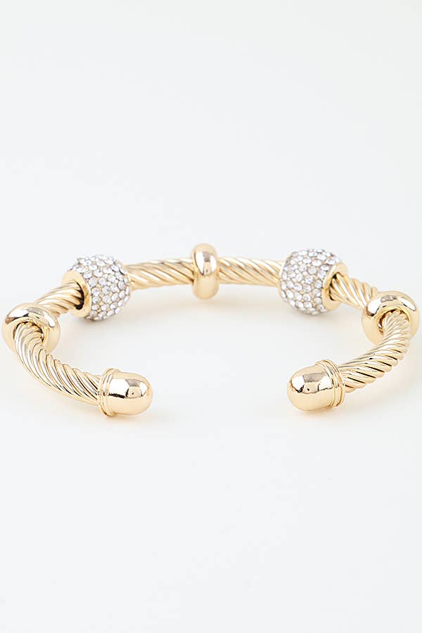 Twisted Bejeweled Charm Bangle Bracelet