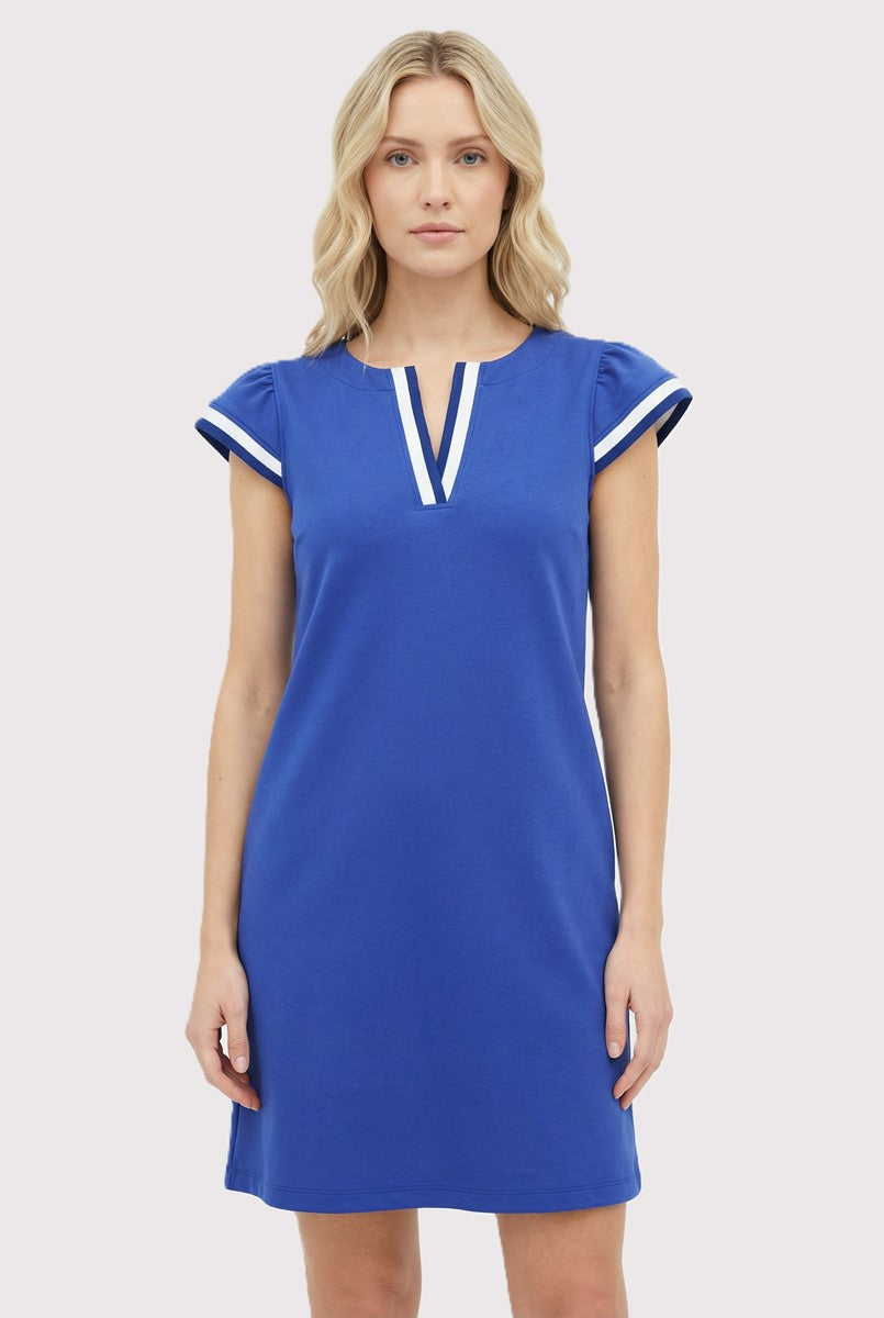 Royal Blue Knit Band Ruffle Sleeve Dress