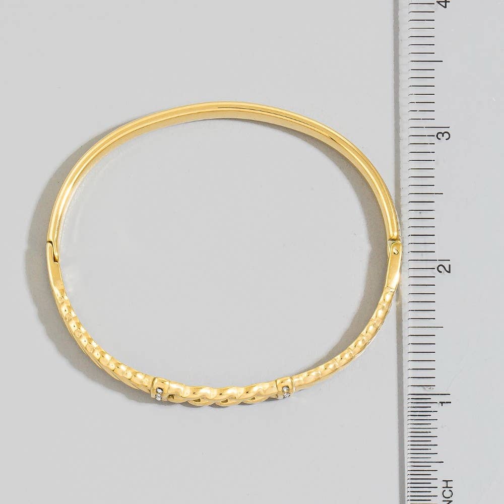 Stainless Steel Chain Detail Bangle Bracelet