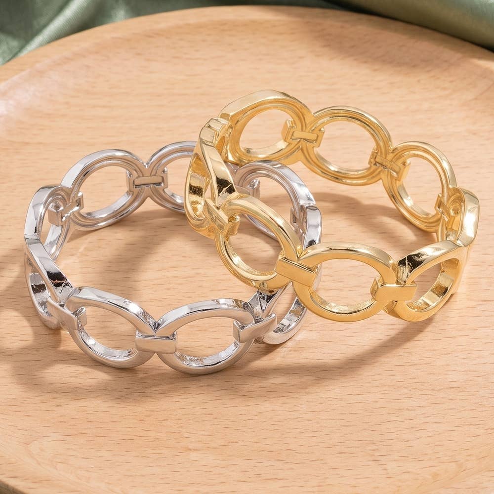 Open Circle Link Stretch Bracelet