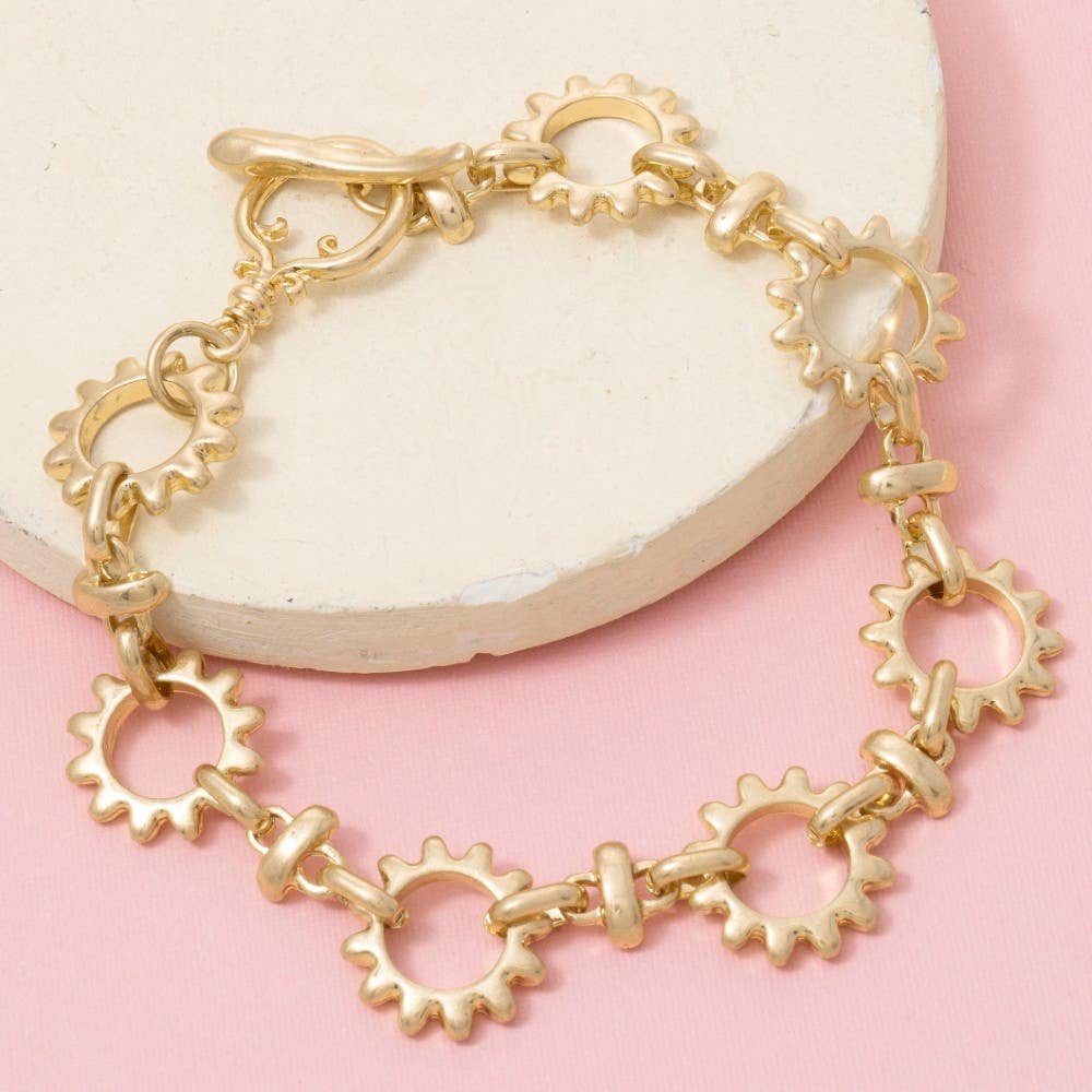 Matte Metallic Sun Hoops Chain Bracelet