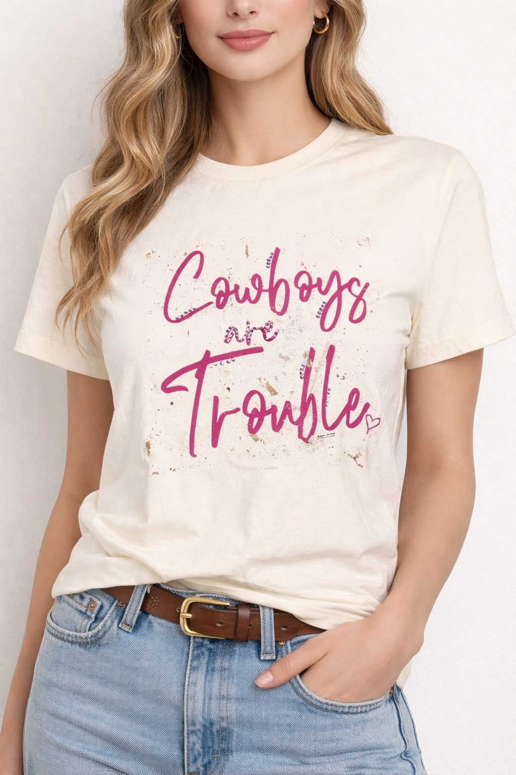 Cowboys Are Trouble Bling Tee
